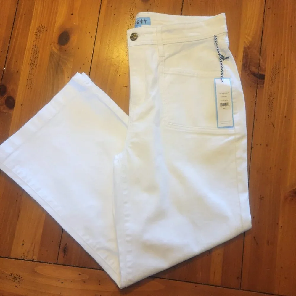 NWT!  Draper James Wide Leg Ankle Pants High-Waisted in White - Size 12 - Picture 7 of 12